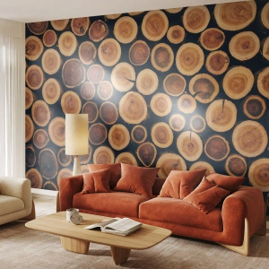 Fotobehang Premium Sand - Hoe oud zie ik eruit? - Boomstam, Woud, Deel - 300x210 cm