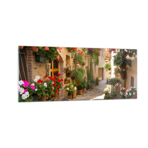 Schilderen op glas - In de vloed van bloemen - 100x40 cm