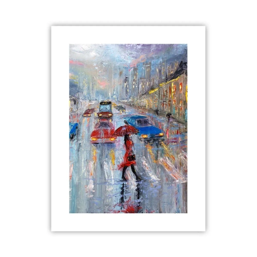 Poster - Regenachtige middag in de stad - 30x40 cm