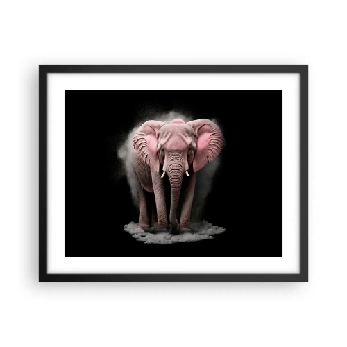 Poster in een zwarte lijst - Denk niet aan een roze olifant! - 50x40 cm