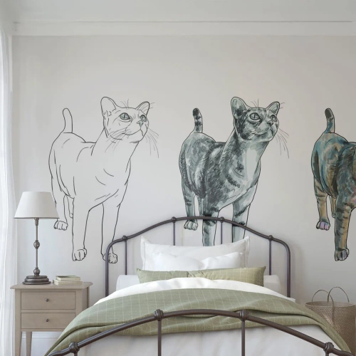 Zelfklevend Fotobehang Deluxe Sticker - Les tekenen - Dieren, Kat, Voor kinderen - 100x70 cm