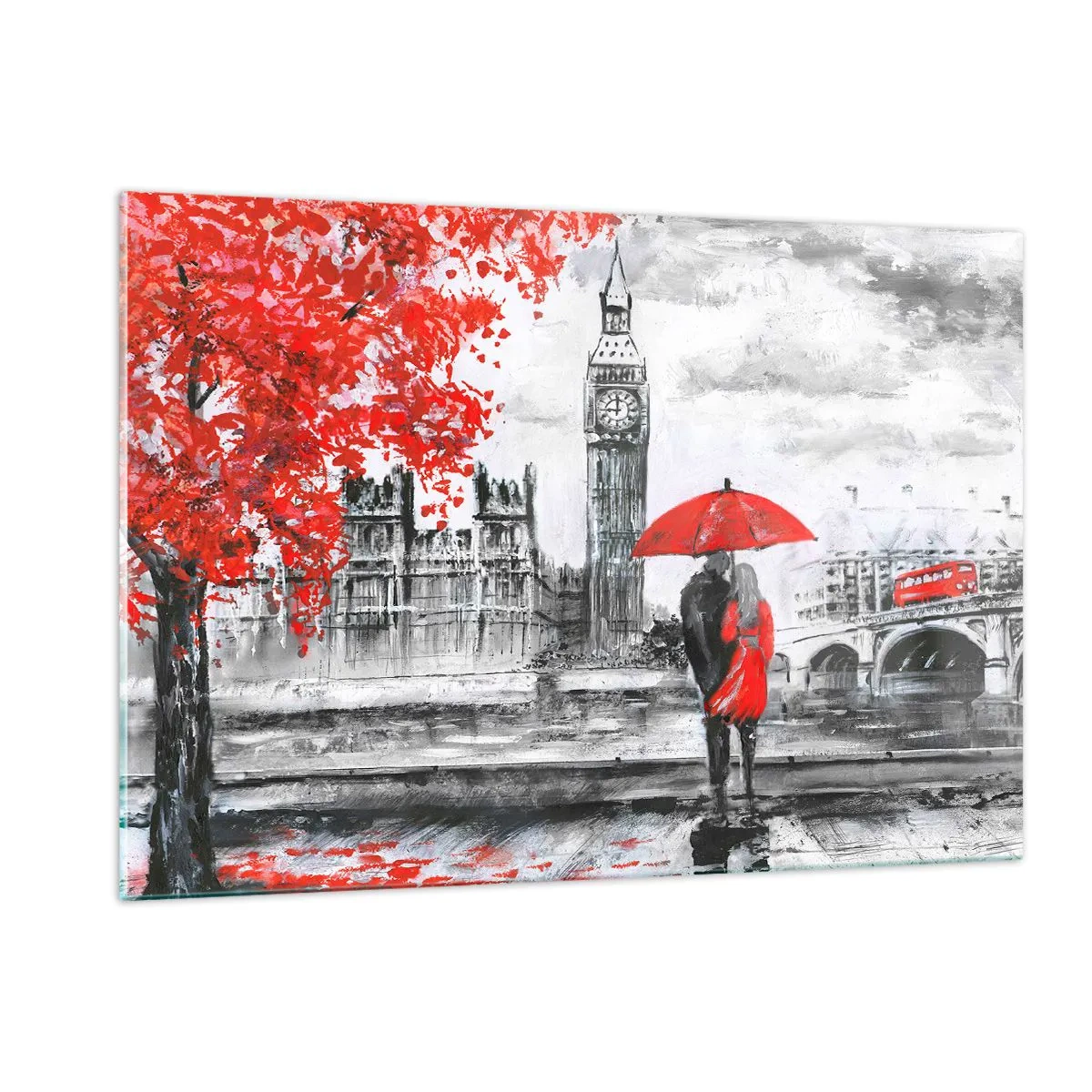 Schilderen op glas - Verliefd op Londen - 120x80 cm