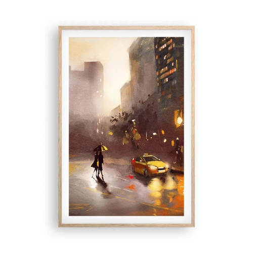Een poster in een licht eiken lijst - In de lichten van New York - 61x91 cm