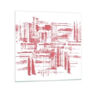 Schilderen op glas - De rode stad - 70x70 cm