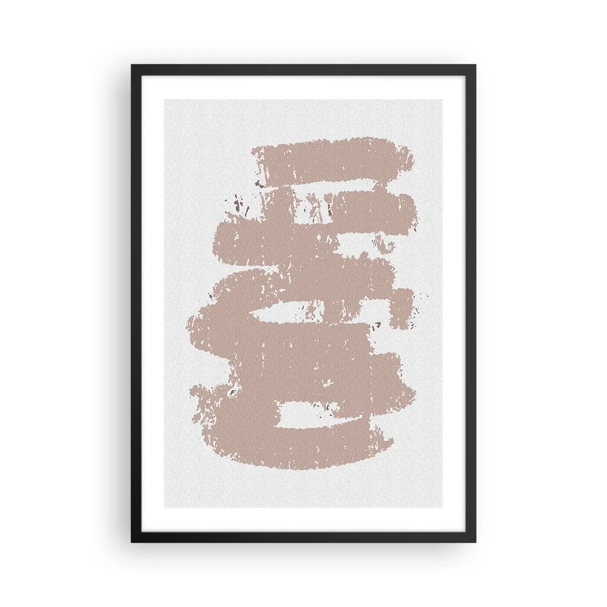 Poster in een zwarte lijst - Een minimalistische compositie in beige tinten - 50x70cm - Abstractie in zachtroze - Moderne wanddecoratie voor woonkamer en slaapkamer ARTTOR