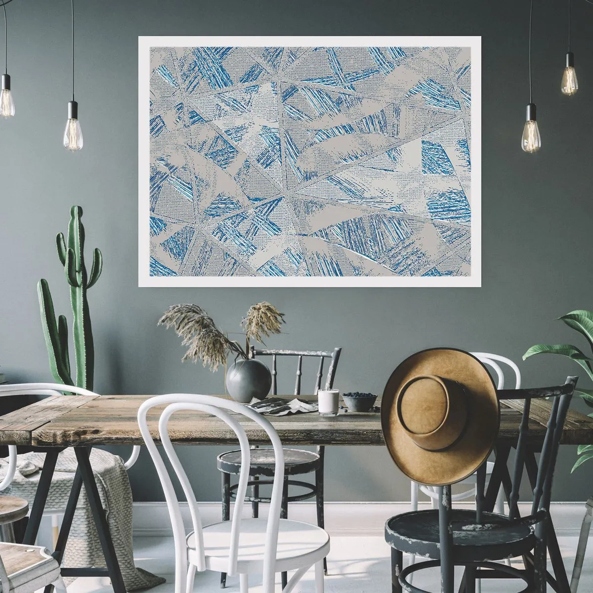 Poster - In een blauwgrijs labyrint - 40x30 cm