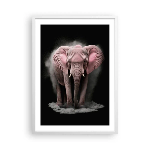 Poster in een witte lijst - Denk niet aan een roze olifant! - 50x70 cm