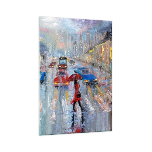 Schilderen op glas - Regenachtige middag in de stad - 70x100 cm