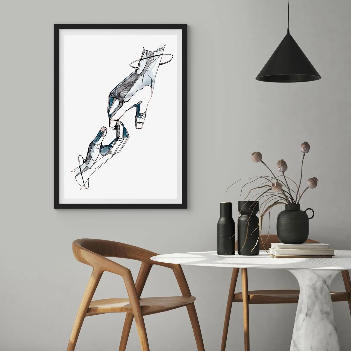 Poster in een zwarte lijst - Een goed gebaar - 61x91 cm