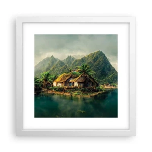 Poster in een witte lijst - Tropisch paradijs - 30x30 cm