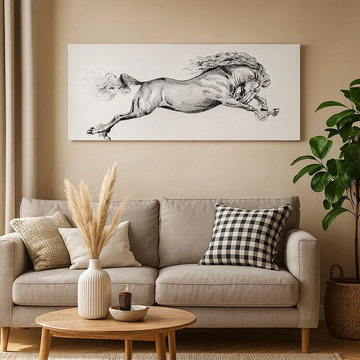 Schilderen op canvas - Vastgehouden in galop - 100x40 cm