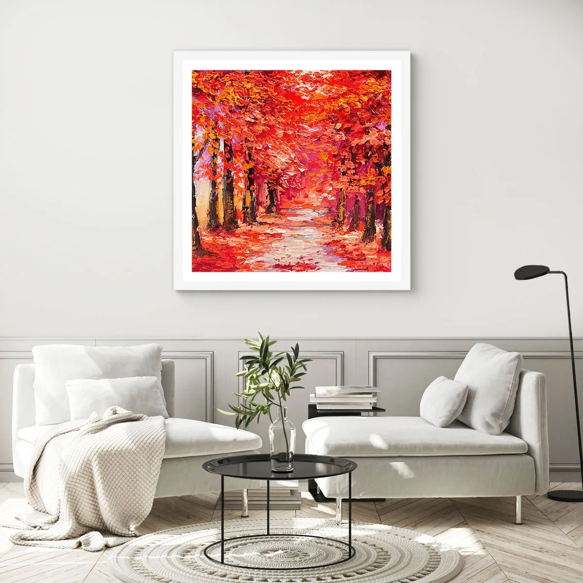 Poster in een witte lijst - Herfst impressie - 40x40 cm