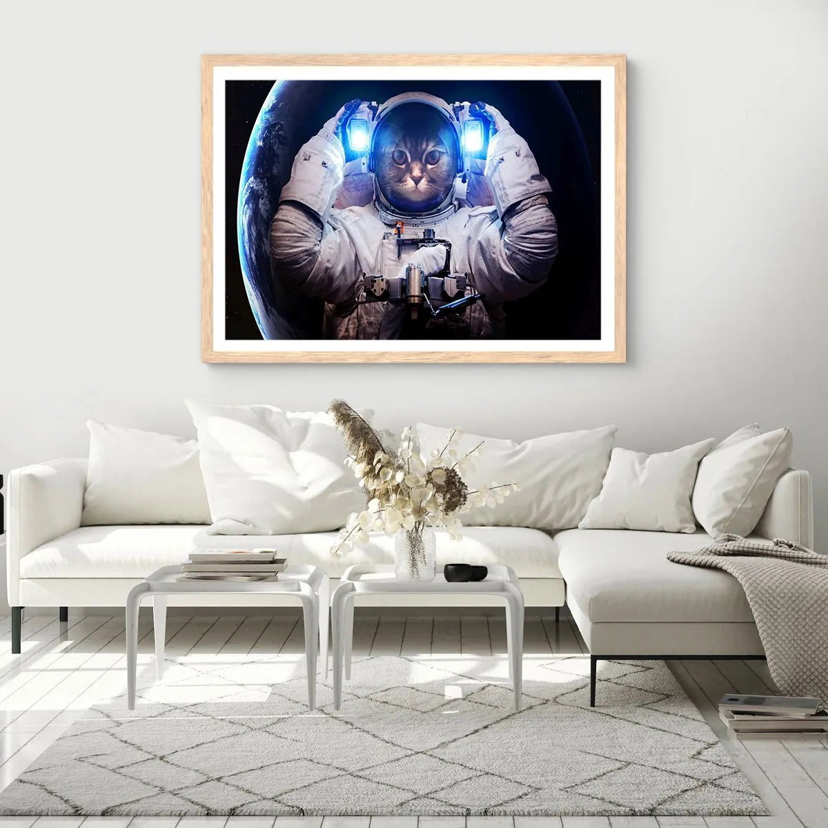 Een poster in een licht eiken lijst - Houston, je hebt een probleem - 100x70 cm