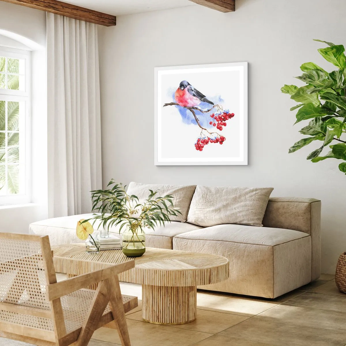 Poster in een witte lijst - Winter in kleur - 60x60 cm