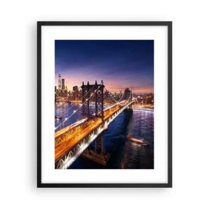 Poster in een zwarte lijst - Een stralende brug naar het hart van de stad - 40x50 cm