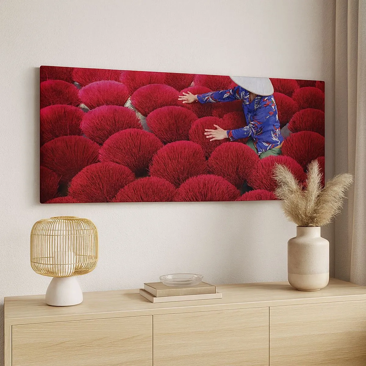 Schilderen op canvas - In het rijstveld - 100x40 cm