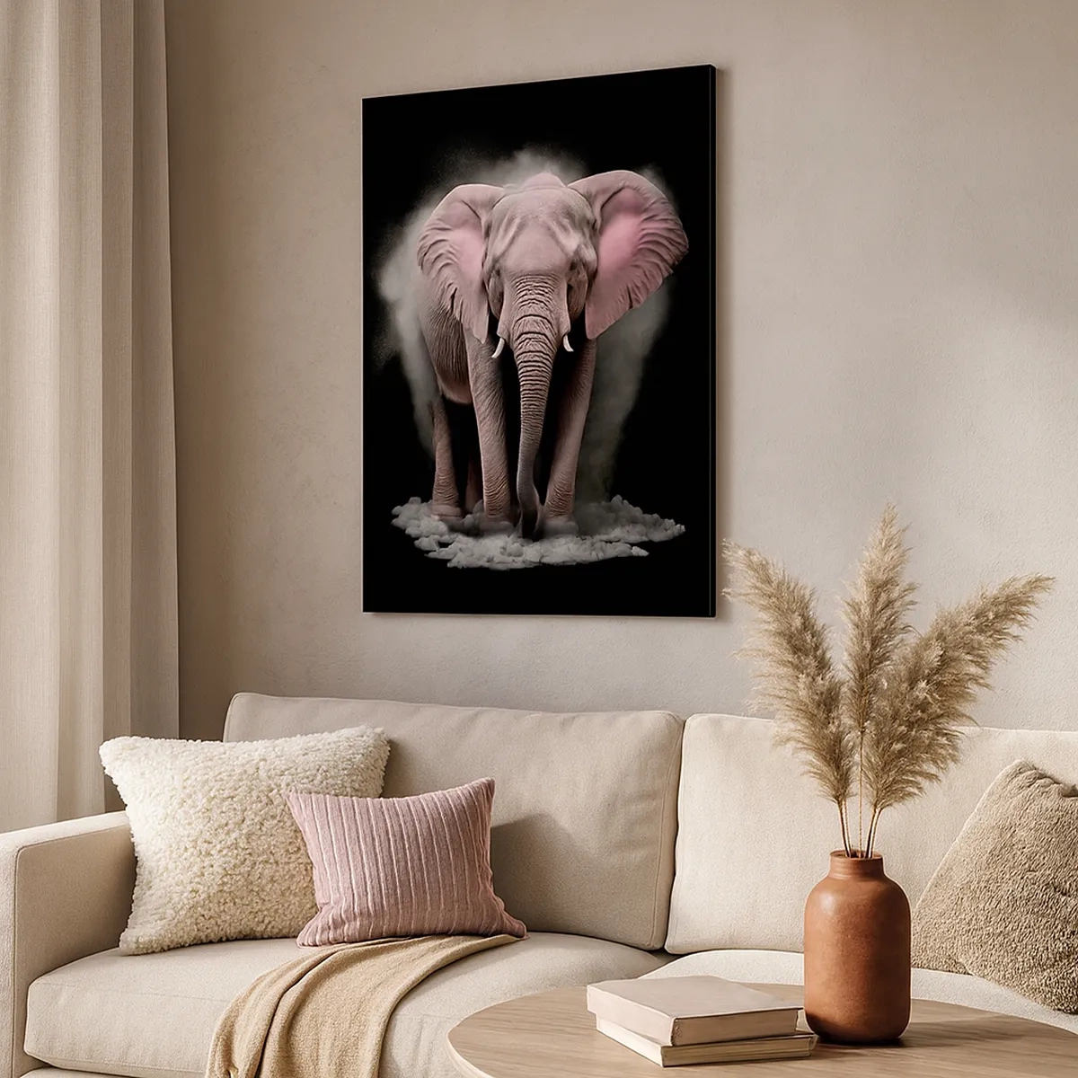 Schilderen op canvas - Denk niet aan een roze olifant! - 50x70 cm