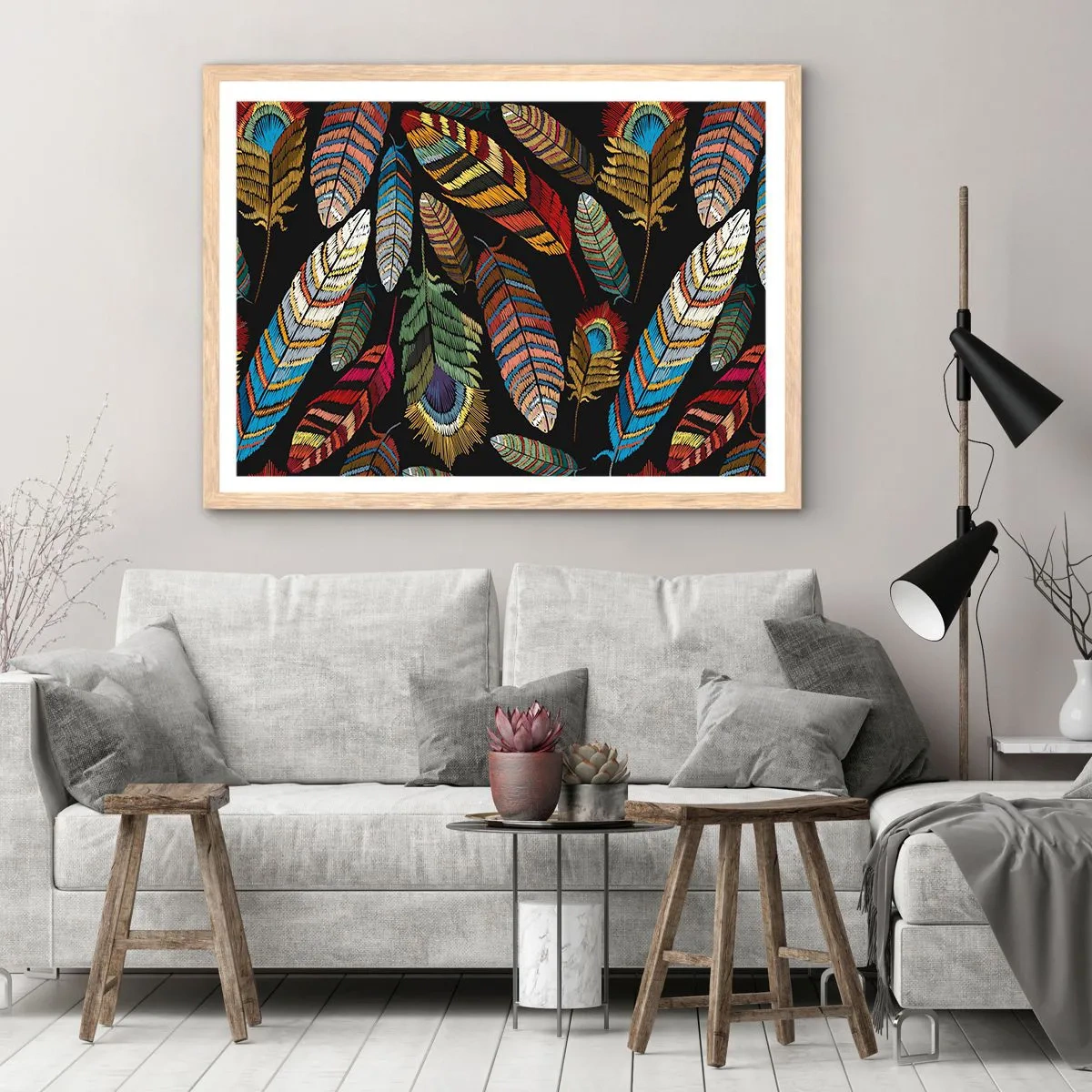 Een poster in een licht eiken lijst - Het vogelcarnaval - 50x40 cm