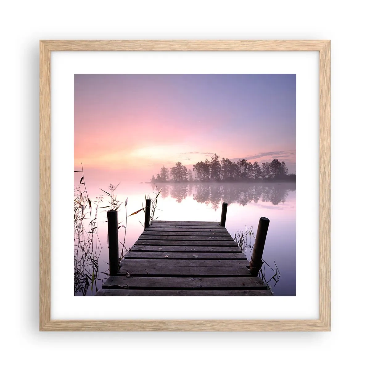 Een poster in een licht eiken lijst - Van de lila mist... - 40x40 cm