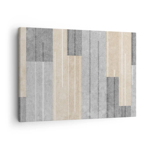 Schilderen op canvas - Geometrische compositie in tinten grijs en beige - 70x50cm - Compositie: houd verticaal - Moderne wanddecoratie voor woonkamer en slaapkamer ARTTOR