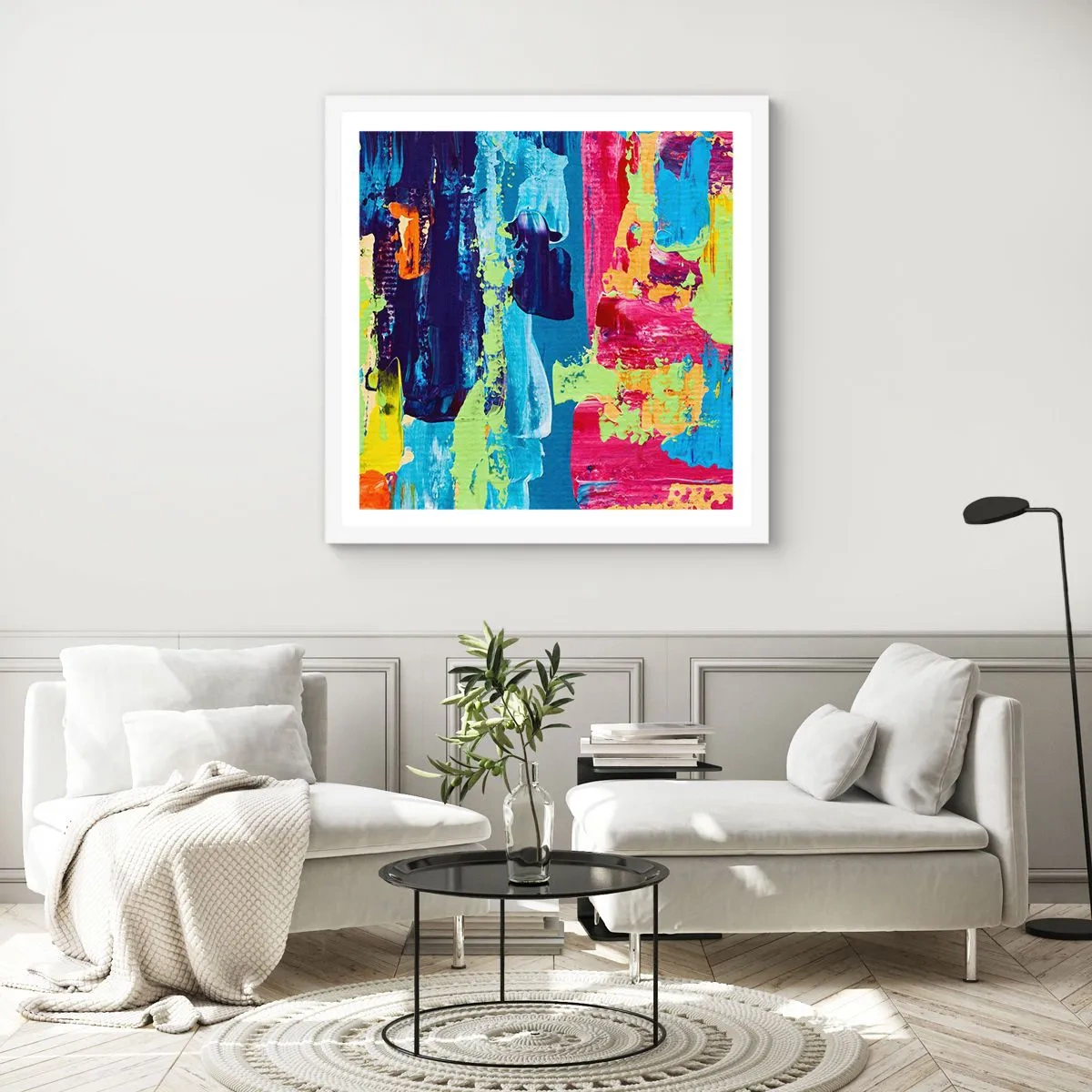 Poster in een witte lijst - Het leven is mooi! - 30x30 cm