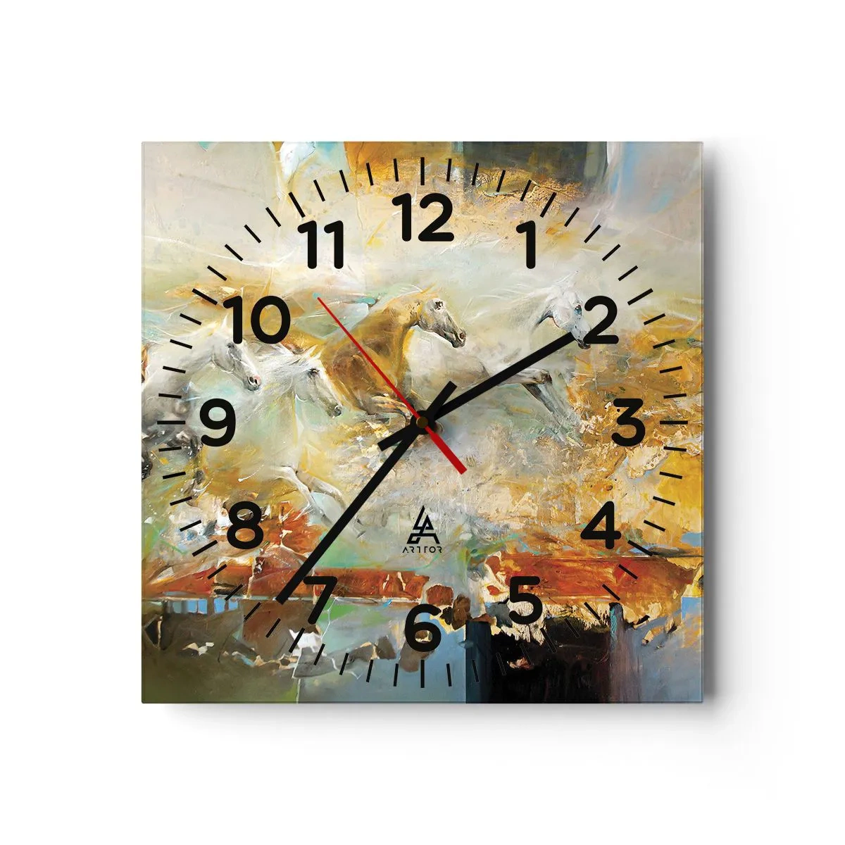 Wandklok - Klok - Galopperen door het licht - 30x30 cm