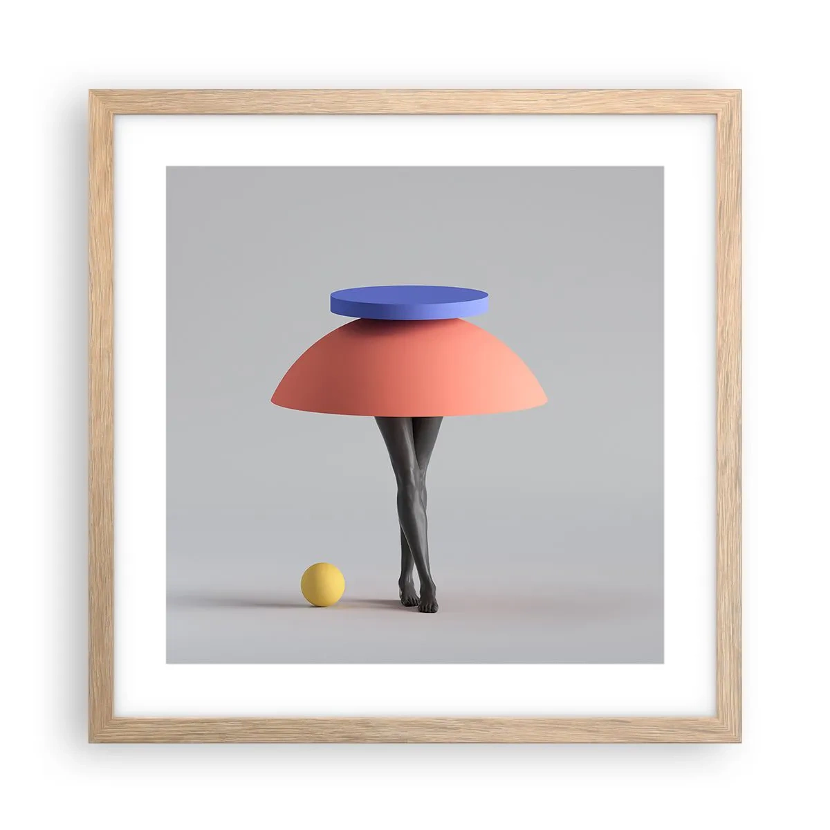 Een poster in een licht eiken lijst - Surrealistische compositie - 40x40 cm