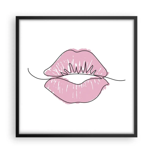 Poster in een zwarte lijst - Klaar om te kussen? - 50x50 cm