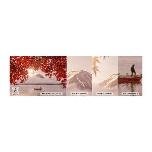 Fotobehang Monster Zelfklevend Deluxe Sticker - In het Japanse klimaat - Landschap, Meer, Japan - 100x30 cm