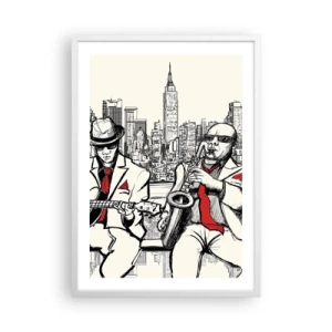 Poster in een witte lijst - Improvisatie van New York - 50x70 cm