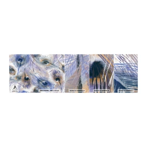 Fotobehang Staaltje Standard Eco - Pauwenogen compositie - Abstractie, Pauwenveer, Boho - 100x30 cm