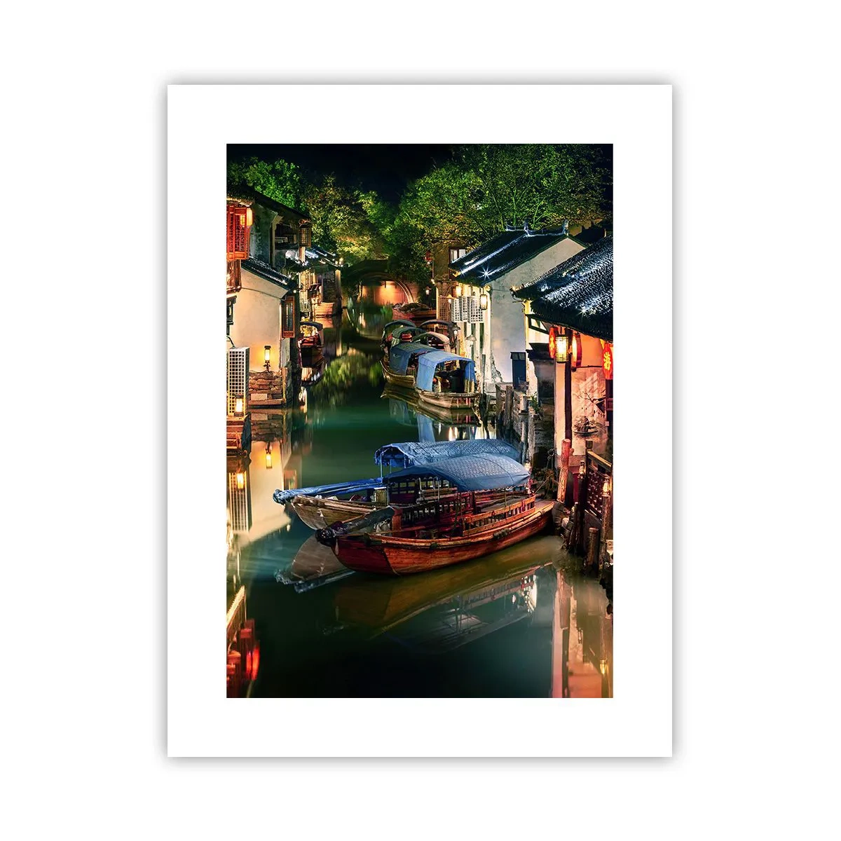 Poster - Een avond op een Chinese straat - 30x40 cm