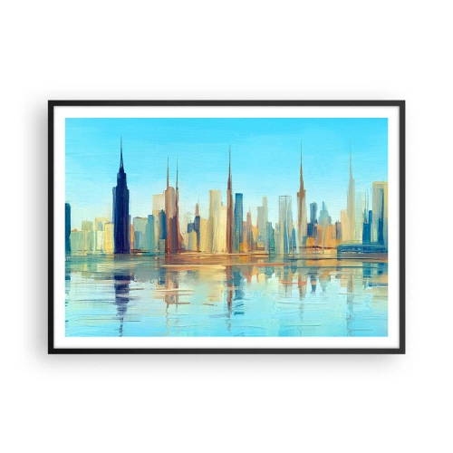 Poster in een zwarte lijst - Een zonnige metropool - 100x70 cm