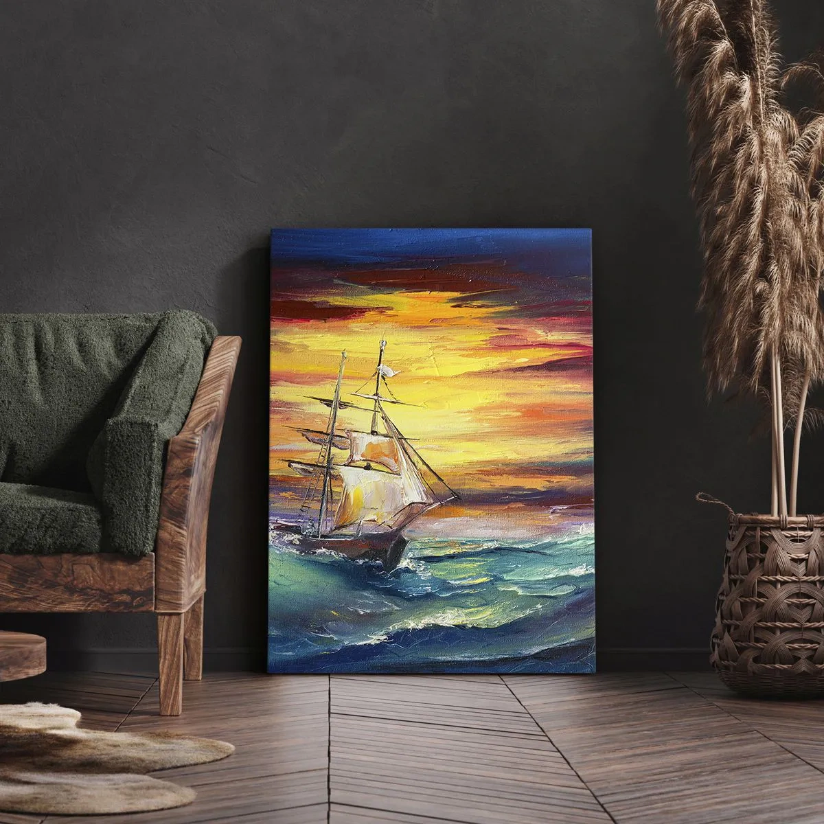 Schilderen op canvas - Dapper onder de golven - 70x100 cm