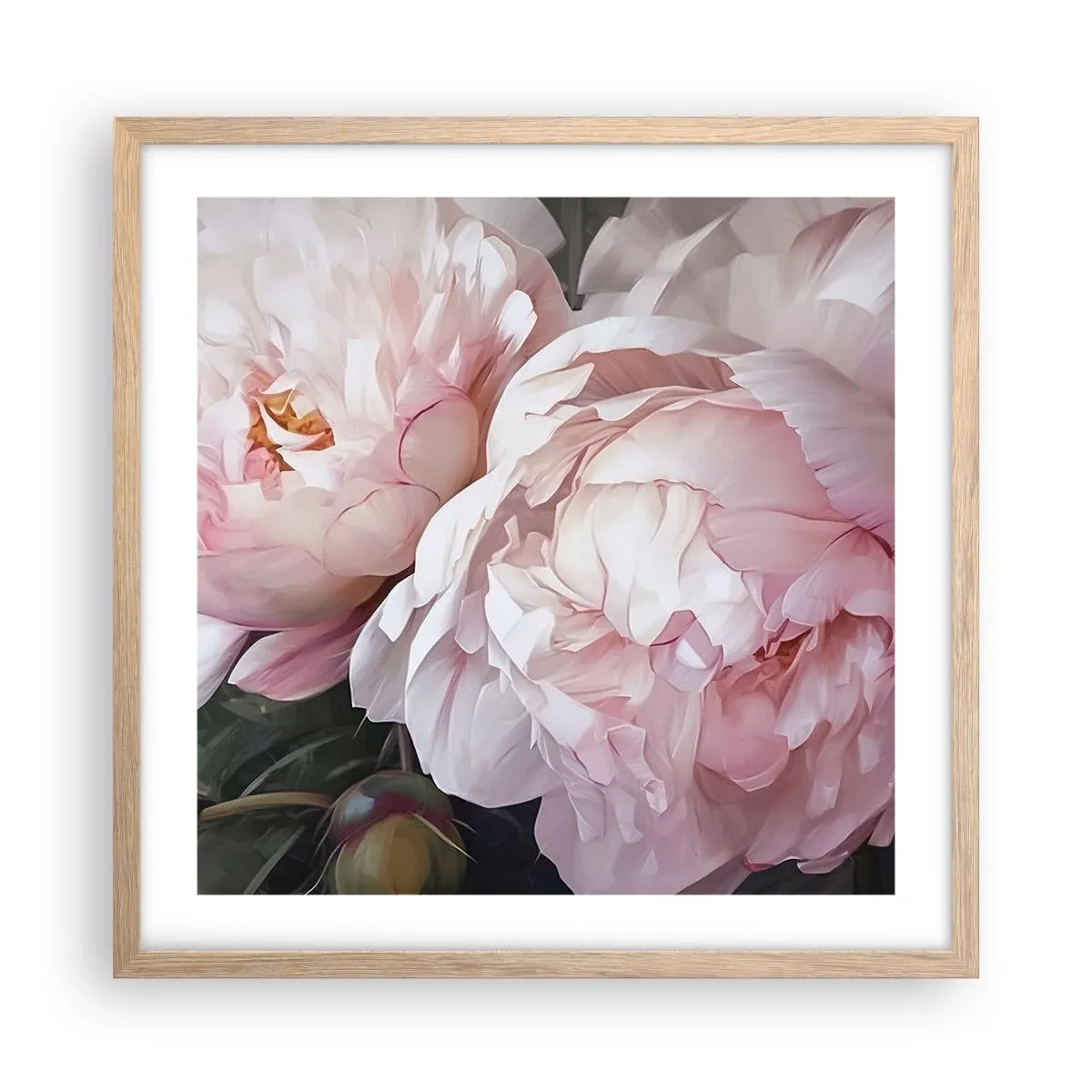 Een poster in een licht eiken lijst - In bloei gestopt - 50x50 cm