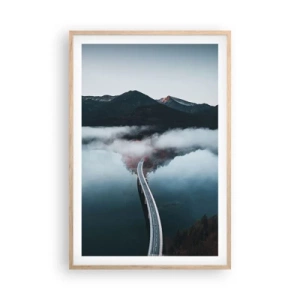 Een poster in een licht eiken lijst - Over water zo glad als een spiegel - 61x91 cm