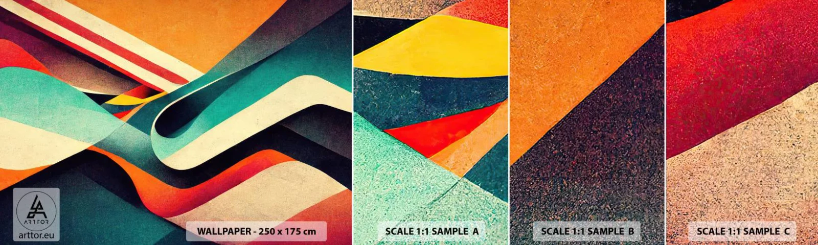 Fotobehang Monster Zelfklevend Deluxe Sticker - Intensieve compositie - Abstractie, Deel, Lijnen - 100x30 cm