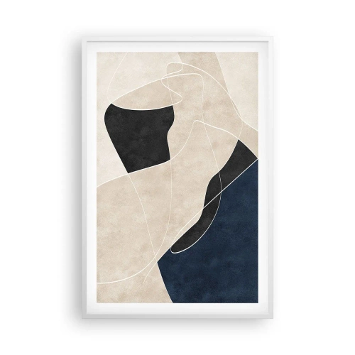 Poster in een witte lijst - Abstracte compositie – kleurcontrast - 61x91 cm