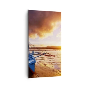 Schilderen op canvas - Strek je uit op het zand na een hele dag - 65x120 cm