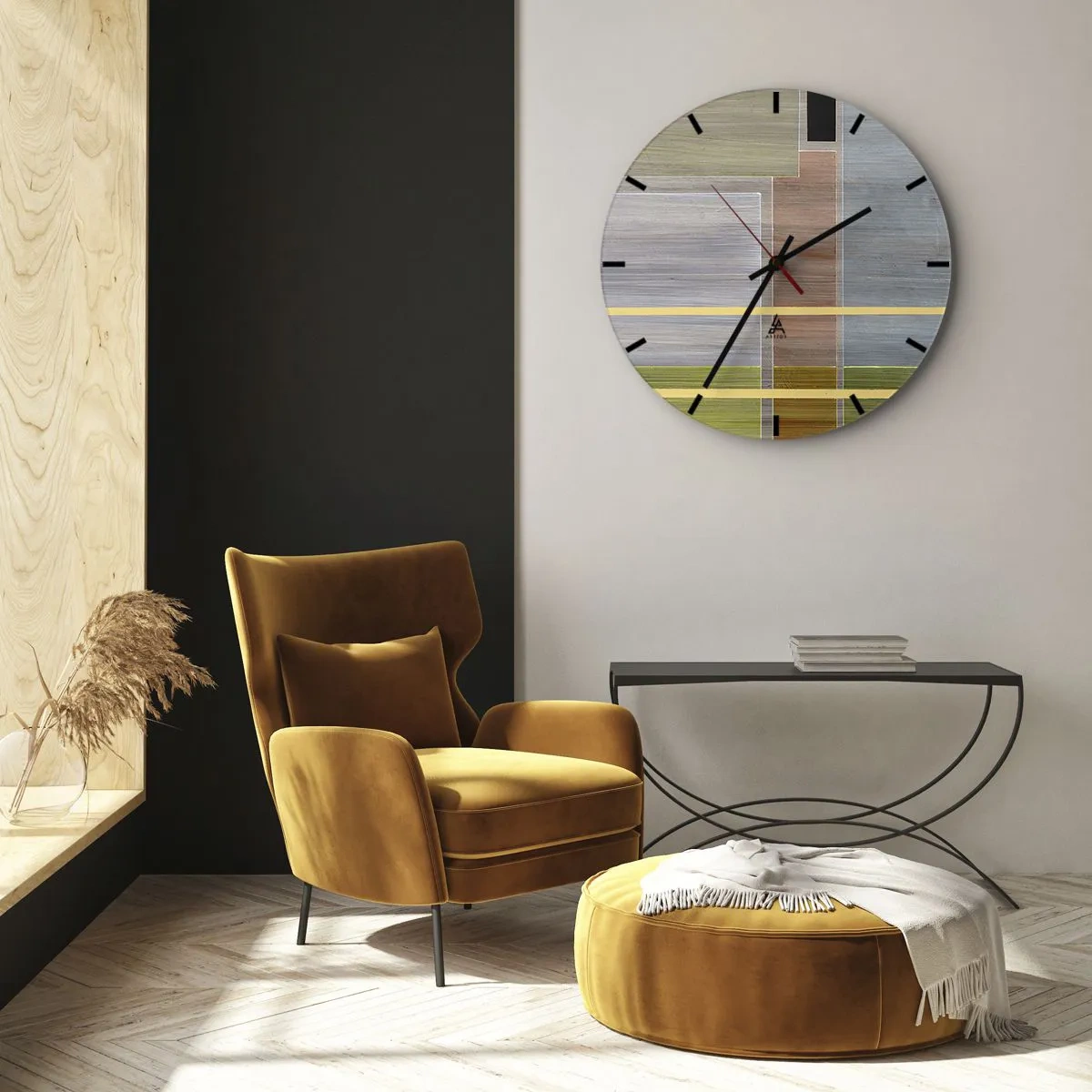 Wandklok - Klok - Gekleurde rechthoeken in horizontale en verticale opstelling - 30x30cm - Eenvoudig en rustig - Moderne wanddecoratie voor woonkamer, keuken en slaapkamer ARTTOR