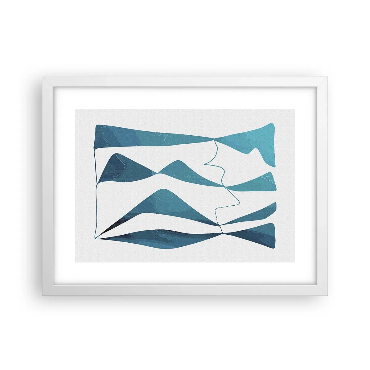 Poster in een witte lijst - Abstractie: turquoise verbinding - 40x30 cm