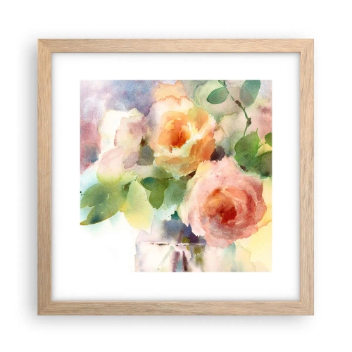 Een poster in een licht eiken lijst - Delicaat als aquarel - 30x30 cm