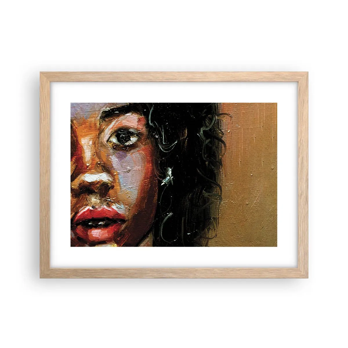 Een poster in een licht eiken lijst - Zwart en gloed - 40x30 cm