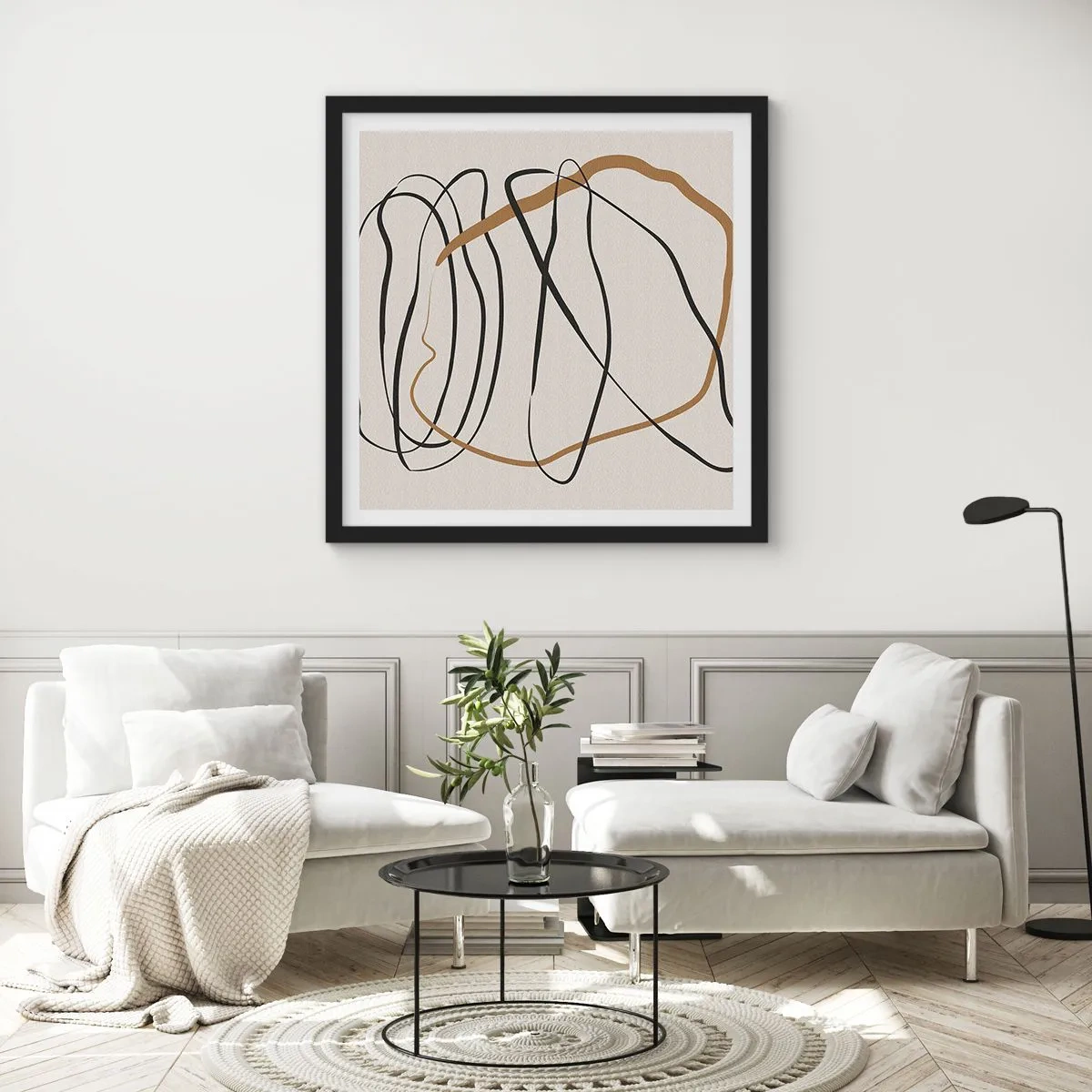 Poster in een zwarte lijst - Compositie – loopdans - 40x40 cm