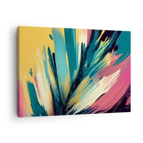 Schilderen op canvas - Een abstracte compositie in intense en contrasterende kleuren. - 70x50cm - Compositie – een explosie van vreugde - Moderne wanddecoratie voor woonkamer en slaapkamer ARTTOR
