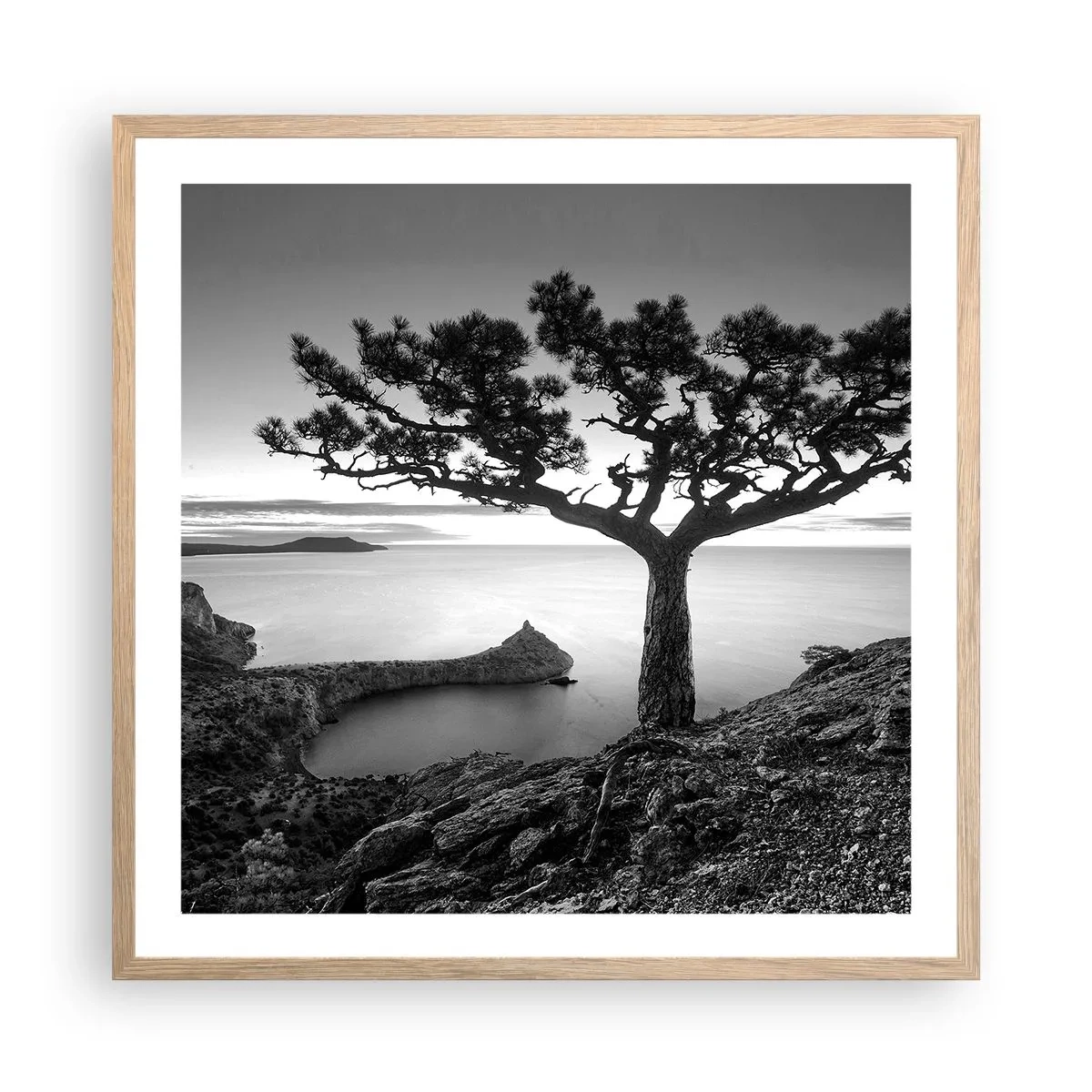 Een poster in een licht eiken lijst - Stilte aan de horizon - 60x60 cm