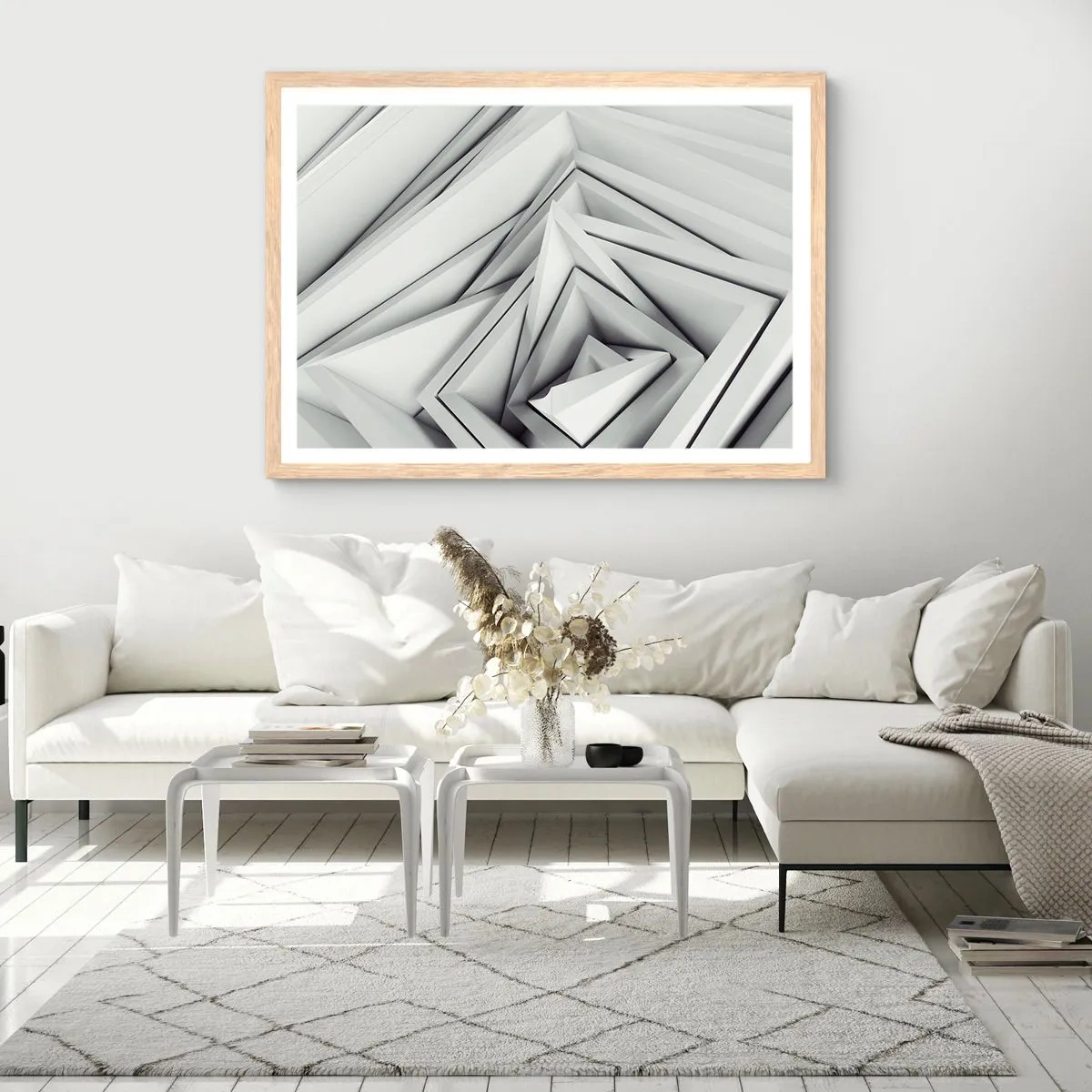 Een poster in een licht eiken lijst - Scherpe hoeken knoppen - 91x61 cm