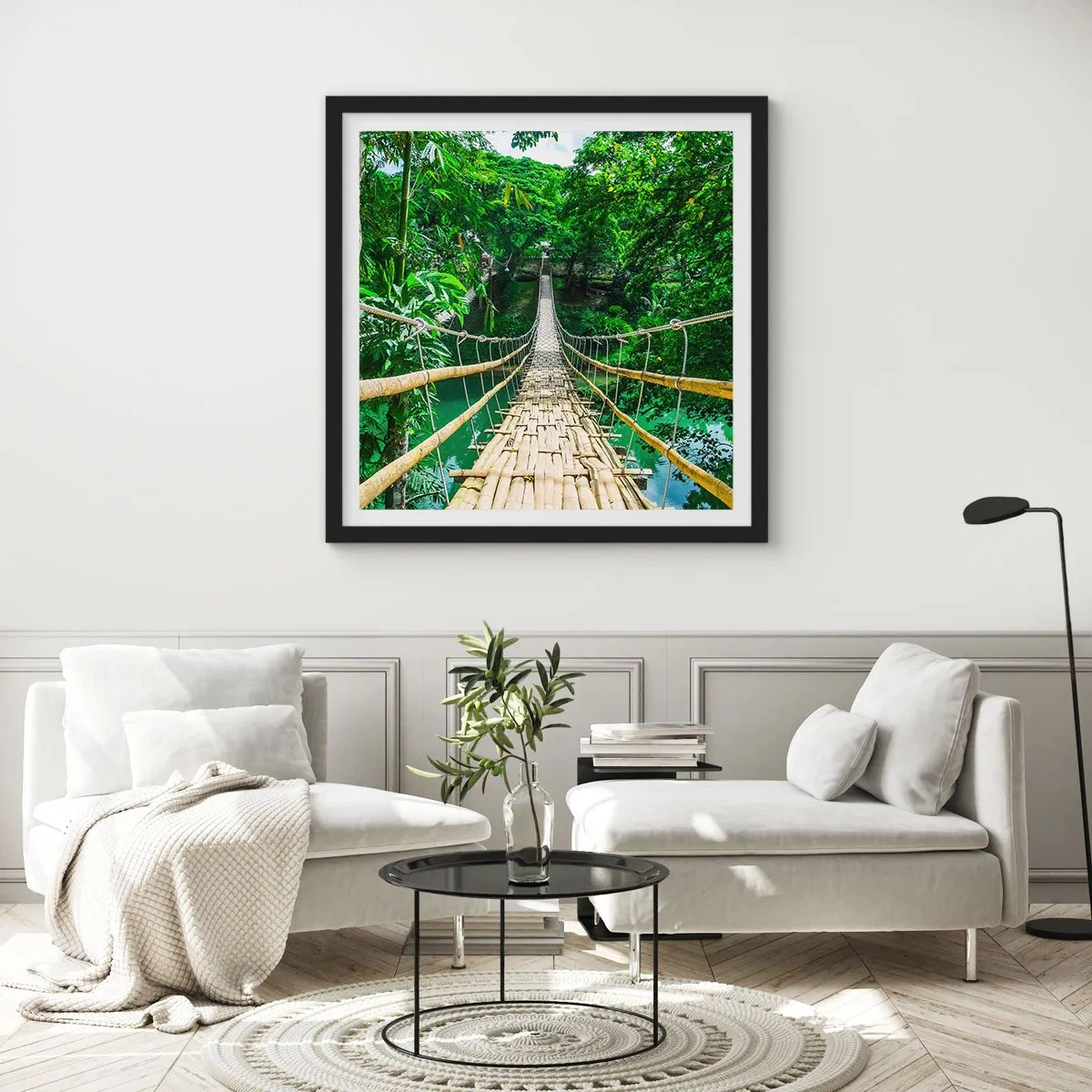 Poster in een zwarte lijst - Apenbrug over de green - 30x30 cm