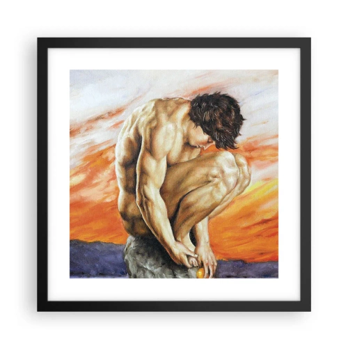 Poster in een zwarte lijst - Ondergedompeld in zichzelf - 40x40 cm