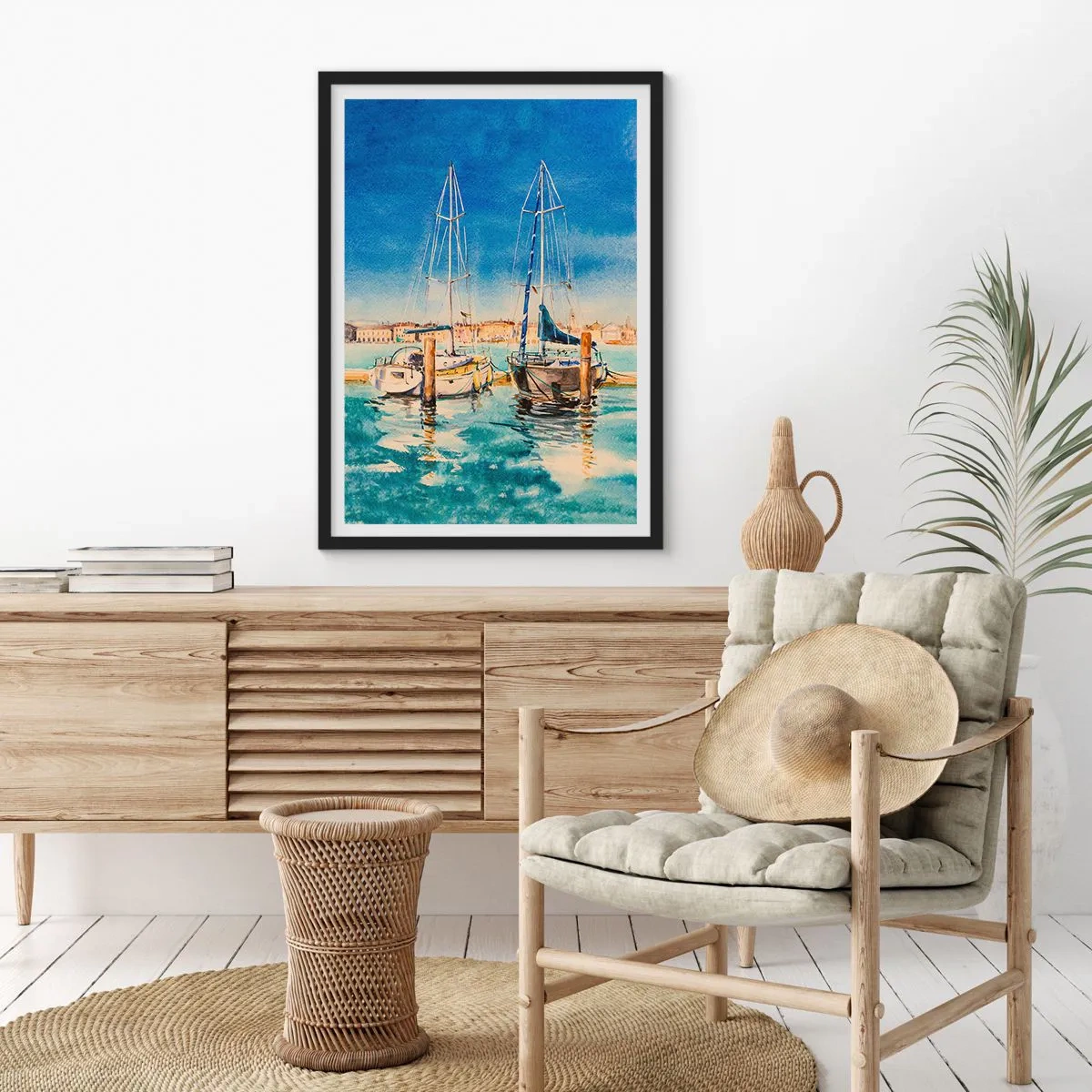 Poster in een zwarte lijst - Zonnige lagune - 61x91 cm